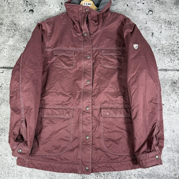 Kuhl Jackets & Blazers - Kuhl Projekt Jacket Womens Large Maroon Hooded Quilted Lined Outdoor Coat Casual